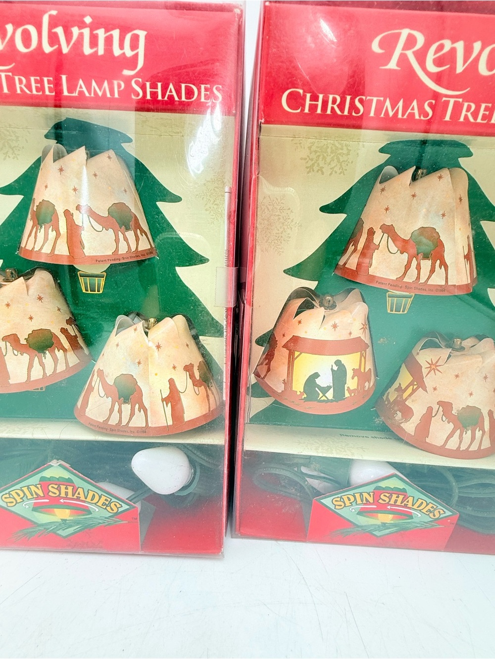 Set of two  Spin Shades Revolving Christmas Tree Lamp Shades 94’ - not tested